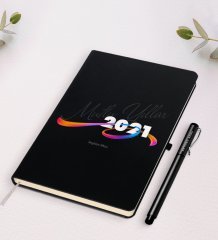 Kişiye Özel 2023 Mutlu Yıllar Siyah Defter ve Kalem Hediye Seti-4