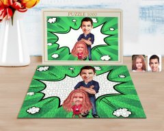 Kişiye Özel Baba Kız Karikatürlü 1000 Parça Profesyonel Puzzle-1