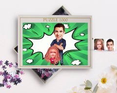 Kişiye Özel Baba Kız Karikatürlü 1000 Parça Profesyonel Puzzle-1