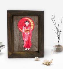 BK Gift Geisha Tasarımlı Dekoratif Doğal Masif Ahşap Çerçeve 15x20cm-1