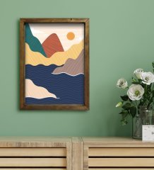 BK Gift Otel Odası Konseptli Doğal Masif Ahşap Çerçeveli Tablo 45x65cm-80
