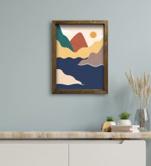 BK Gift Otel Odası Konseptli Doğal Masif Ahşap Çerçeveli Tablo 45x65cm-80