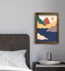 BK Gift Otel Odası Konseptli Doğal Masif Ahşap Çerçeveli Tablo 45x65cm-80