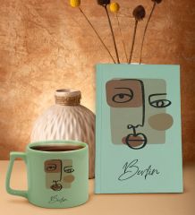 BK Gift Kişiye Özel İsimli Yeşil Sert Kapaklı Defter ve Middle Kupa Seti, Arkadaşa Hediye, Yeni İş Hediyesi, Doğum Günü Hediyesi-1