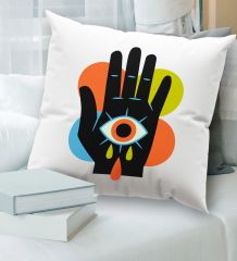 BK Gift Modern Art Tasarımlı Beyaz Kırlent Yastık, Ev Hediyesi, Ev Dekorasyonu, Dekoratif Hediye-4