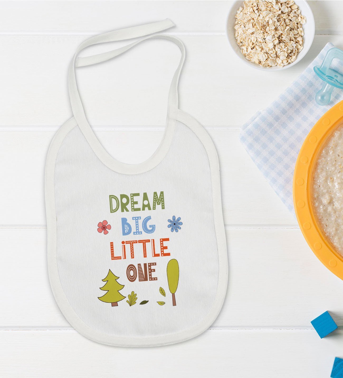 BK Kids Dream Big Little One Tasarımlı Bebek Mama Önlüğü - Model 1