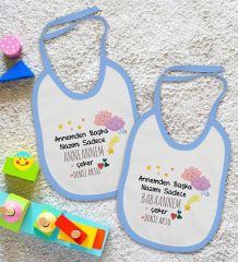 BK Kids Kişiye Özel Anneanne ve Babaanne Tasarımlı 2’li Mavi Mama Önlüğü-1
