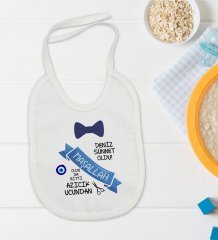BK Kids Kişiye Özel Sünnet Tasarımlı Bebek Body Zıbın ve Mama Önlüğü Hediye Seti - Model 3