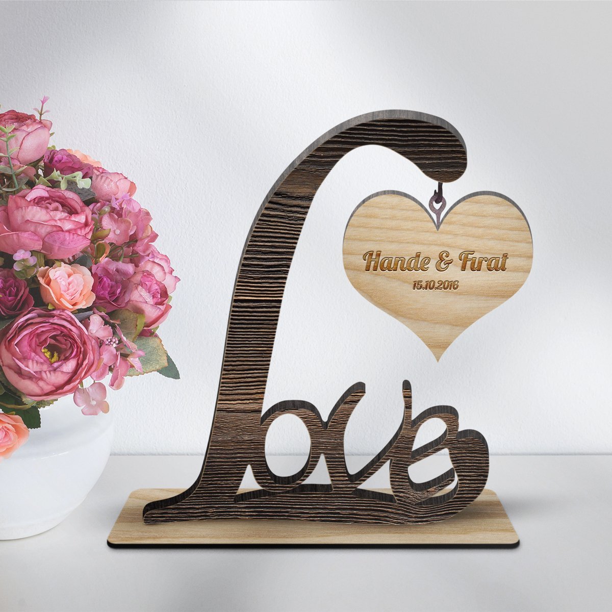 Kişiye Özel Dekoratif Love Ahşap Masaüstü Biblo - 4