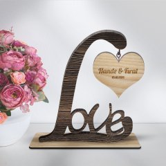 Kişiye Özel Dekoratif Love Ahşap Masaüstü Biblo - 4