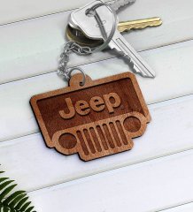Jeep Logolu Ahşap Anahtarlık-2