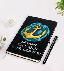 Kişiye Özel İsimli Siyah Seyir Defteri ve Kalem Seti-5
