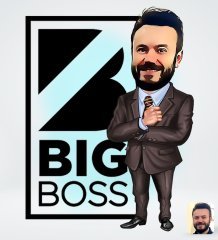 Kişiye Özel Erkek Big Boss Karikatürlü Sosyal Medya Dijital Profil Fotoğrafı - Model 1