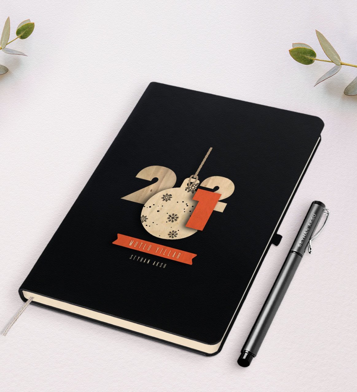 Kişiye Özel 2023 Mutlu Yıllar Siyah Defter ve Kalem Hediye Seti-3