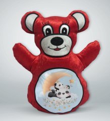 BK Gift Sevimli Pandalar Tasarımlı Kırmızı Ayıcık Yastık-5