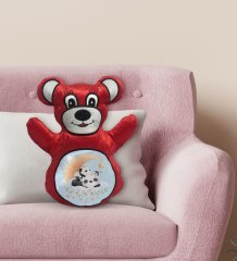BK Gift Sevimli Pandalar Tasarımlı Kırmızı Ayıcık Yastık-5