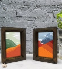 Bk Gift Dekoratif 2'li Doğal Masif Ahşap Çerçeve 15x20cm-21