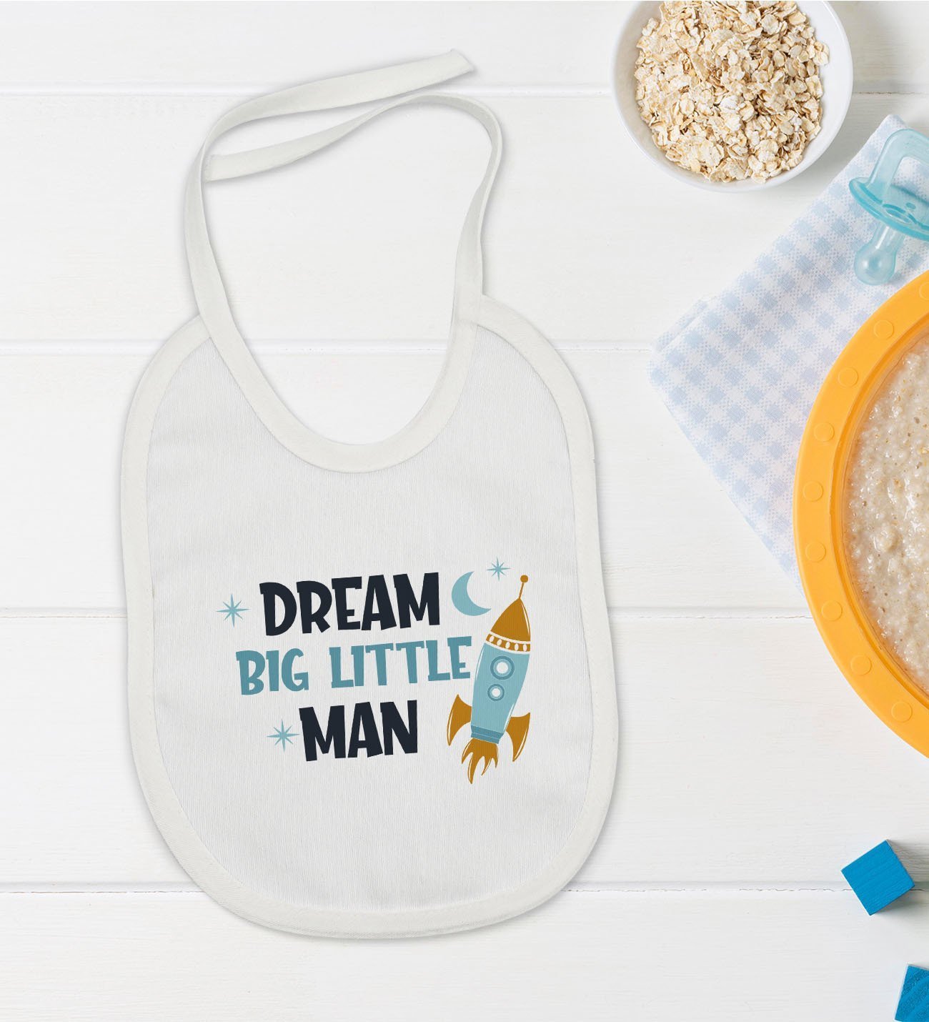BK Kids Dream Big Little Man Tasarımlı Bebek Mama Önlüğü - Model 1