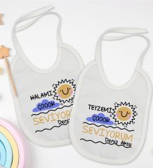 BK Kids Kişiye Özel Hala ve Teyze Tasarımlı 2’li Beyaz Mama Önlüğü-1