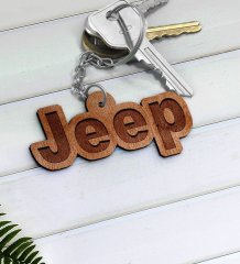 Jeep Logolu Ahşap Anahtarlık-1