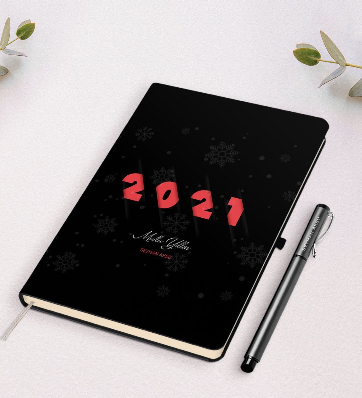 Kişiye Özel 2023 Mutlu Yıllar Siyah Defter ve Kalem Hediye Seti-2