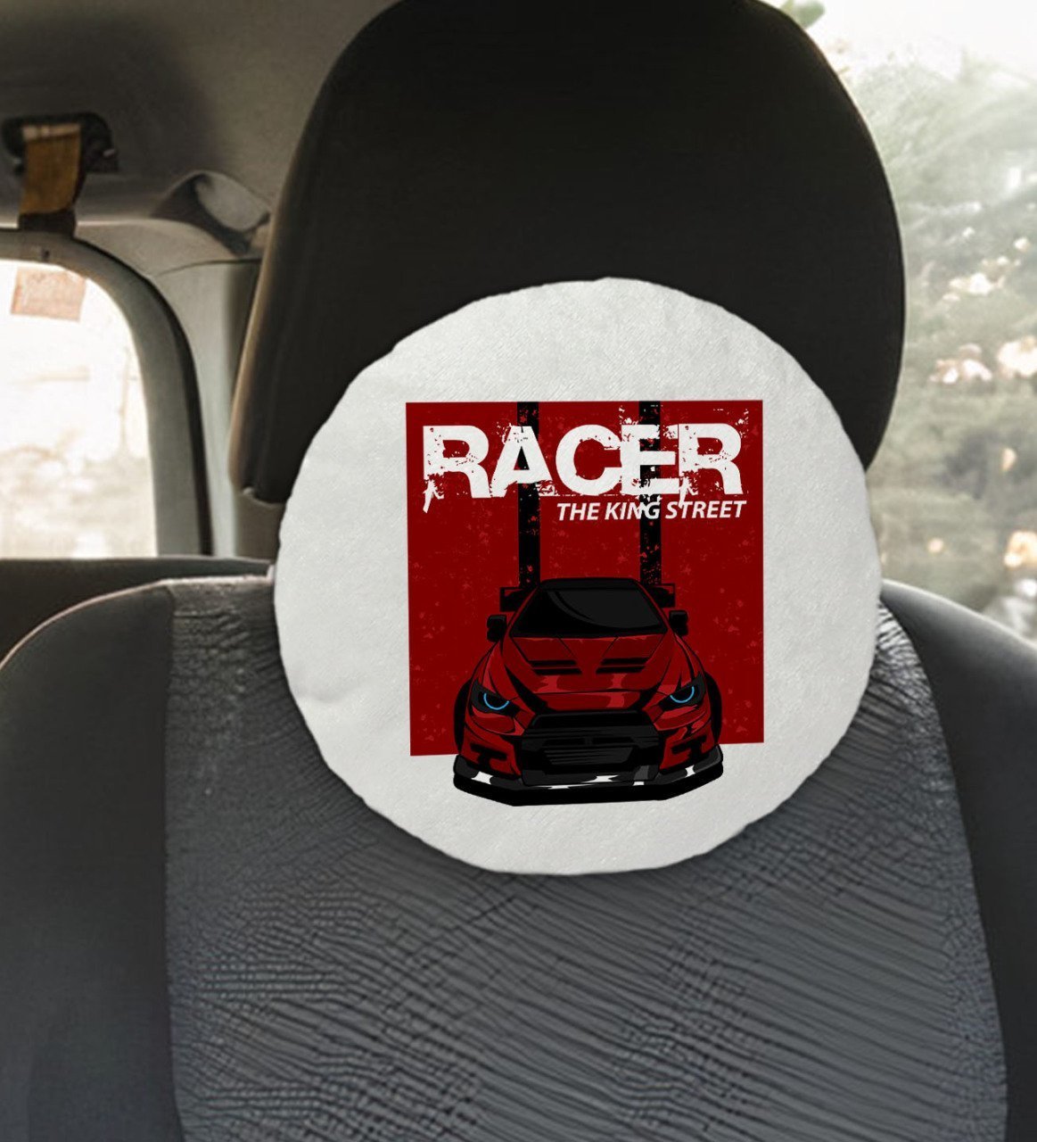 BK Gift Racer Tasarımlı Yuvarlak Araç Koltuk Yastığı-1