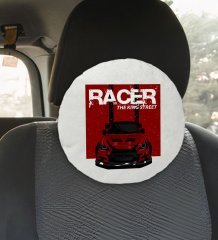 BK Gift Racer Tasarımlı Yuvarlak Araç Koltuk Yastığı-1