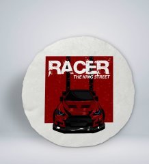 BK Gift Racer Tasarımlı Yuvarlak Araç Koltuk Yastığı-1