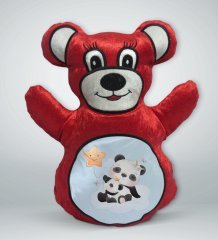 BK Gift Sevimli Pandalar Tasarımlı Kırmızı Ayıcık Yastık-4