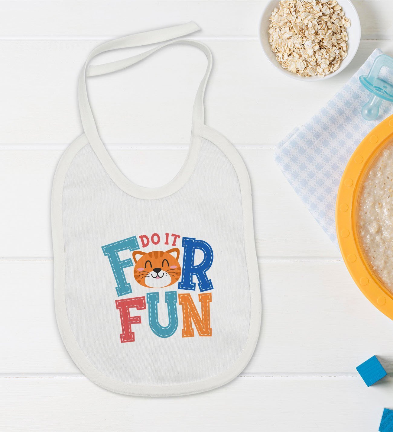 BK Kids Do It For Fun Tasarımlı Bebek Mama Önlüğü - Model 1