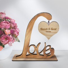 Kişiye Özel Dekoratif Love Ahşap Masaüstü Biblo - 2