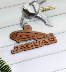Jaguar Logolu Ahşap Anahtarlık-1