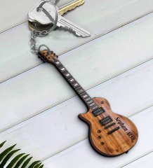 Kişiye Özel İsimli Elektro Gitar Enstrüman Ahşap Anahtarlık-7