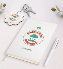 Kişiye Özel Hidrojeoloji Beyaz Defter Kalem Ve Anahtarlık Hediye Seti