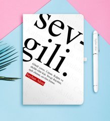 Kişiye Özel Sevgili Temalı Beyaz Defter Kalem Seti