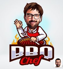 Kişiye Özel Erkek Barbekü Chef Karikatürlü Sosyal Medya Dijital Profil Fotoğrafı - Model 1