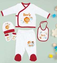 BK Kids Kişiye Özel Kırmızı Yeni Doğan Hastane Çıkışı, Anne-Bebek Günlüğü, Bebek Body Zıbın, 10 Parça Bebek Hediye Seti-4