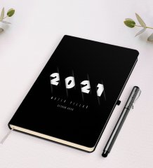 Kişiye Özel 2023 Mutlu Yıllar Siyah Defter ve Kalem Hediye Seti-1