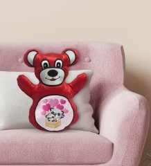 BK Gift Sevimli Pandalar Tasarımlı Kırmızı Ayıcık Yastık-3