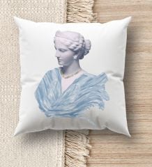 BK Gift Modern Art Tasarımlı Beyaz Kırlent Yastık, Ev Hediyesi, Ev Dekorasyonu, Dekoratif Hediye-1