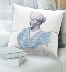 BK Gift Modern Art Tasarımlı Beyaz Kırlent Yastık, Ev Hediyesi, Ev Dekorasyonu, Dekoratif Hediye-1