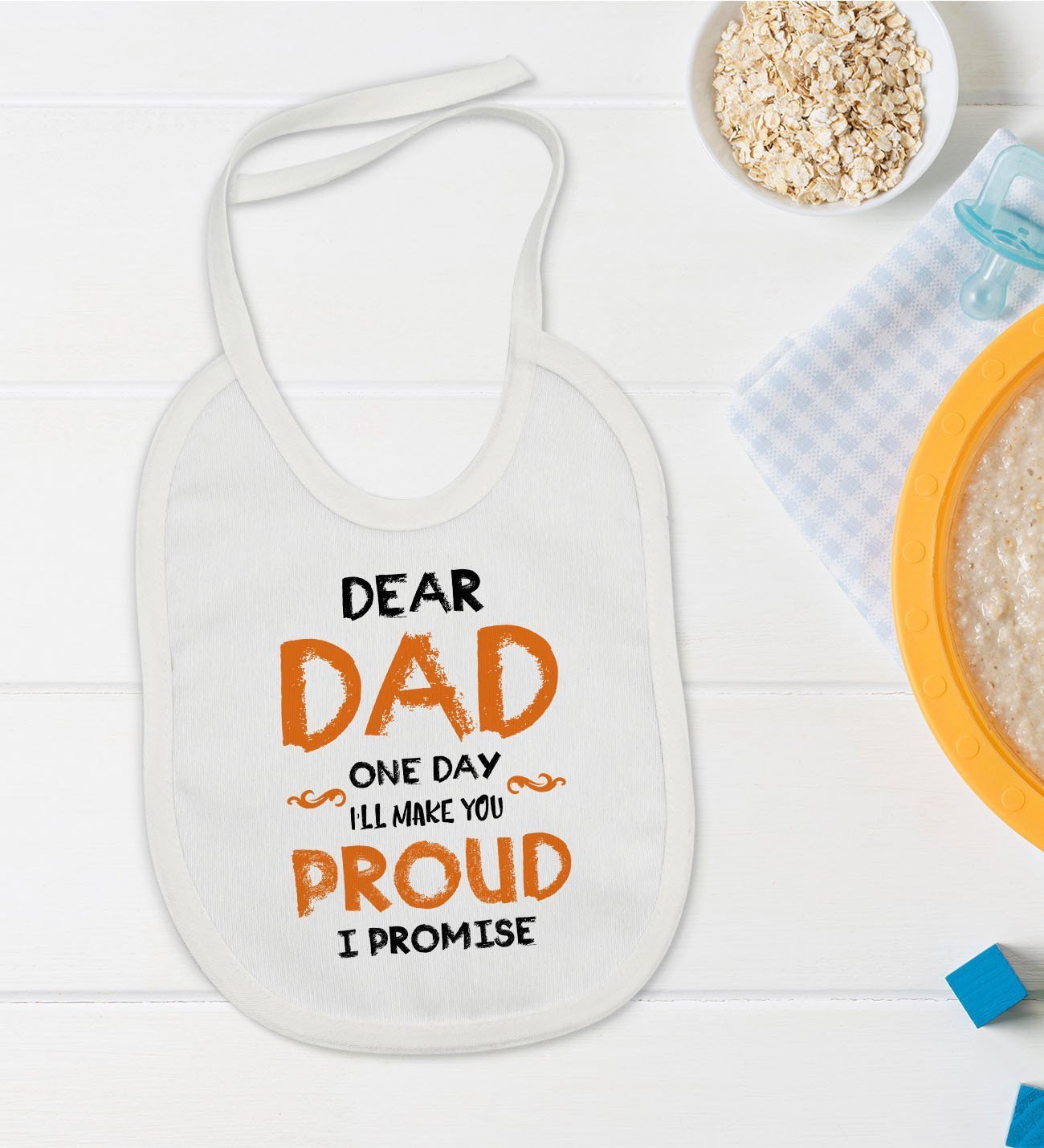 BK Kids Dear Dad Tasarımlı Bebek Mama Önlüğü - Model 1