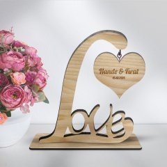 Kişiye Özel Dekoratif Love Ahşap Masaüstü Biblo - 1