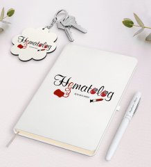 Kişiye Özel Hematolog Beyaz Defter Kalem Ve Anahtarlık Hediye Seti