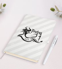 Kişiye Özel 2023 Boğa Burcu Beyaz Defter ve Kalem Hediye Seti