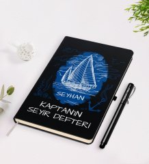 Kişiye Özel İsimli Siyah Seyir Defteri ve Kalem Seti-2