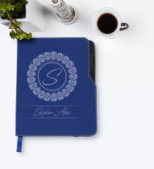 Kişiye Özel İsimli Lacivert Termo Deri Defter-2