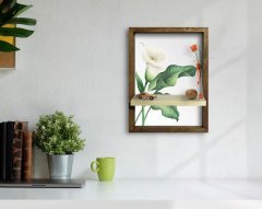 BK Home Doğal Masif Ahşap Çerçeveli Tablo Duvar Rafı-7