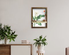 BK Home Doğal Masif Ahşap Çerçeveli Tablo Duvar Rafı-7