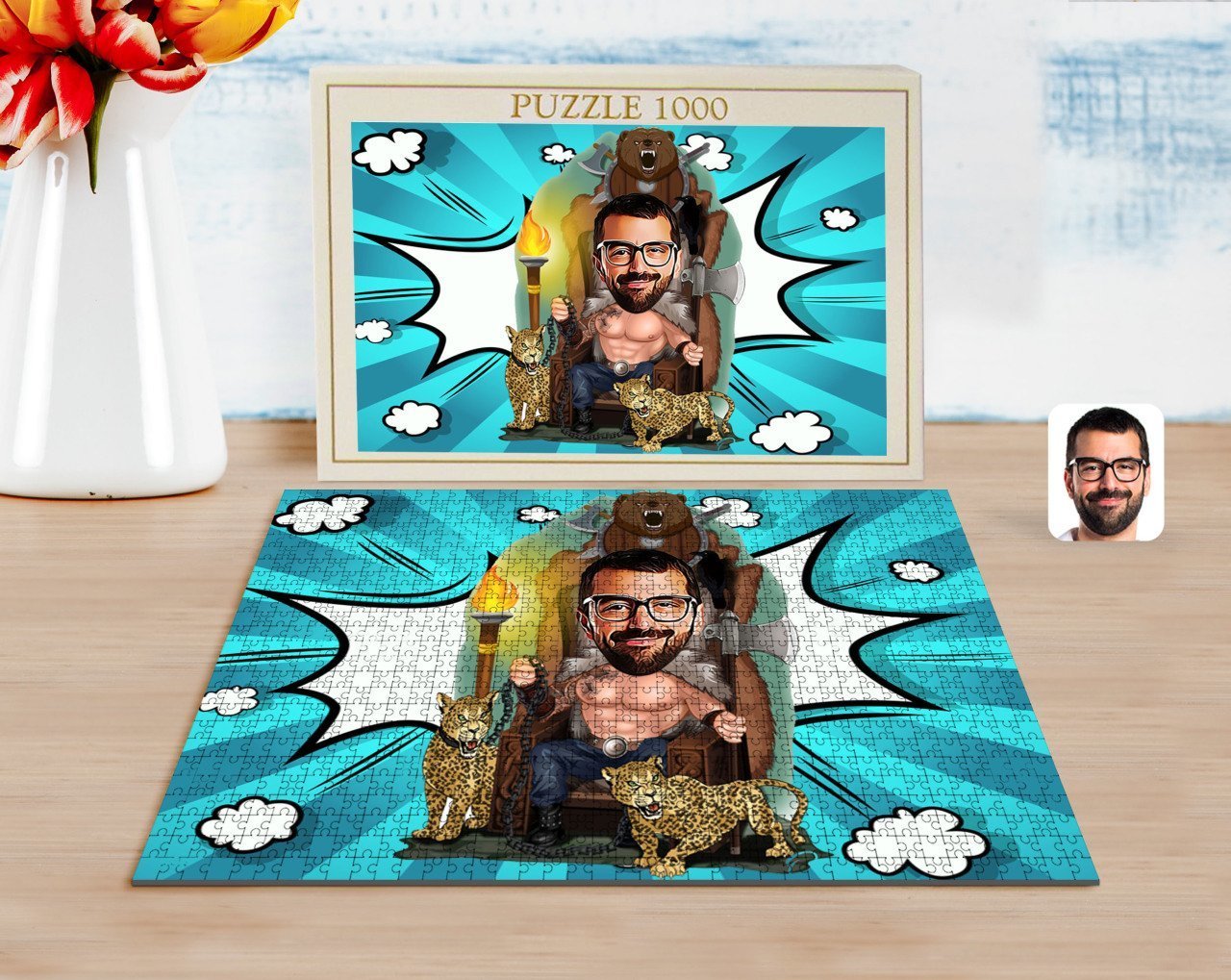 Kişiye Özel Viking Karikatürlü 1000 Parça Profesyonel Puzzle-1